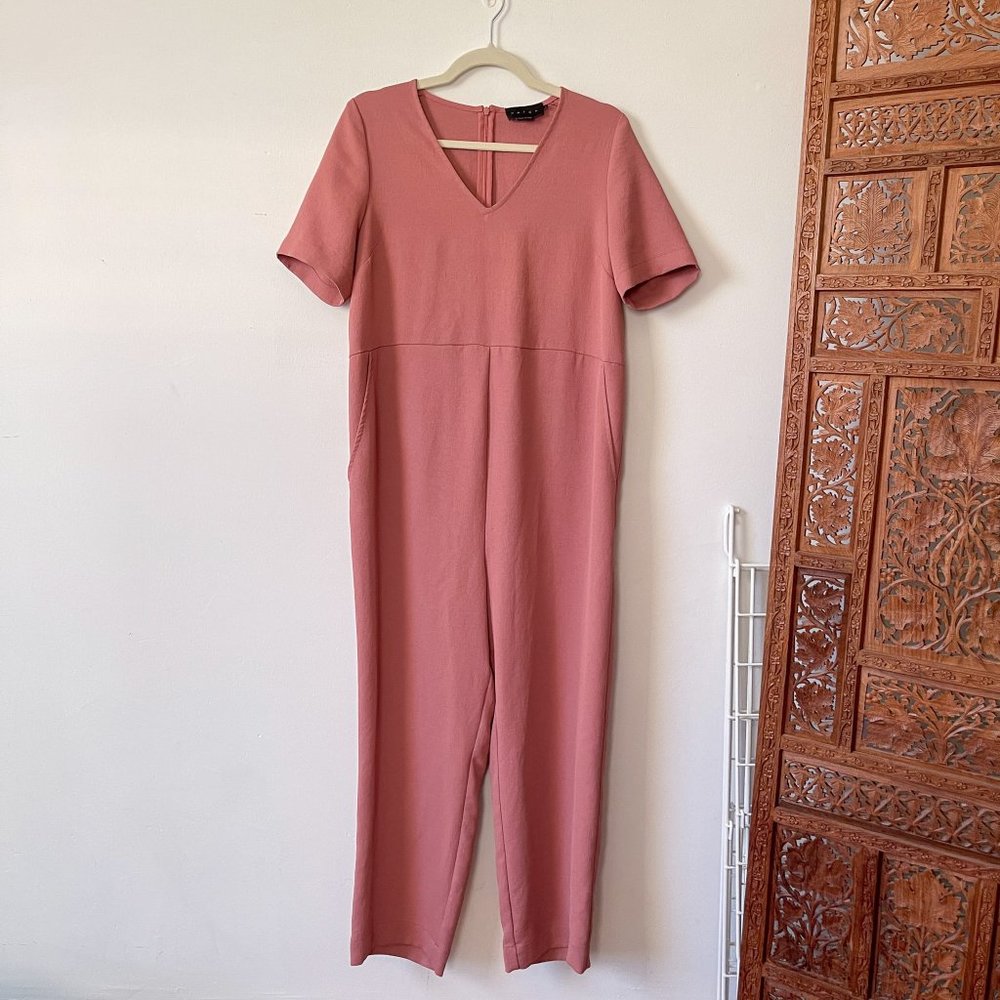 Hatch Rose Pink Short Sleeve VNeck Maternity Jumpsuit with pockets Size 1
